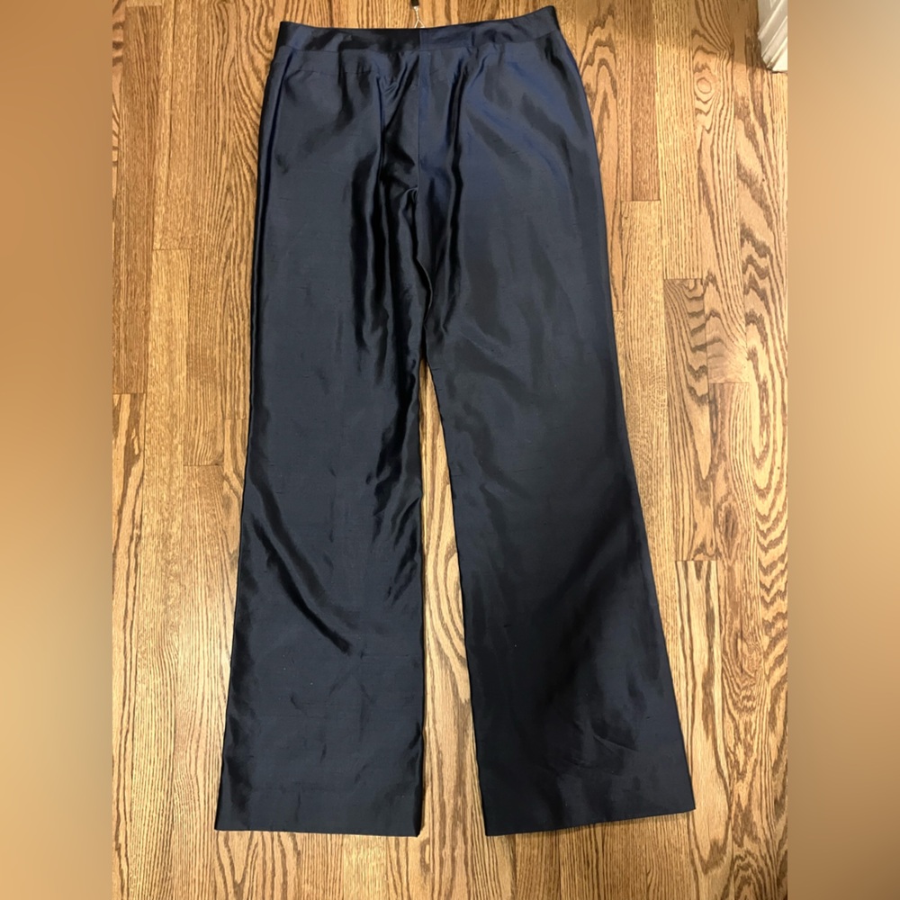 St. John Silk Pleated Wide Leg Trouser - Picture 3 of 4